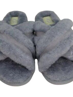 NEW UGG Scuffita Slippers Slip-On Flat Fluffy Cozy Soft Cross-Straps Size 5